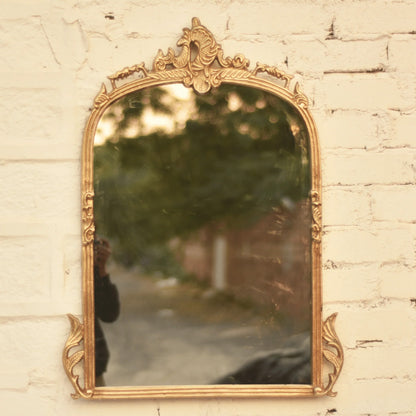 Victorian Arched Wall Mirror (Gold Finish)