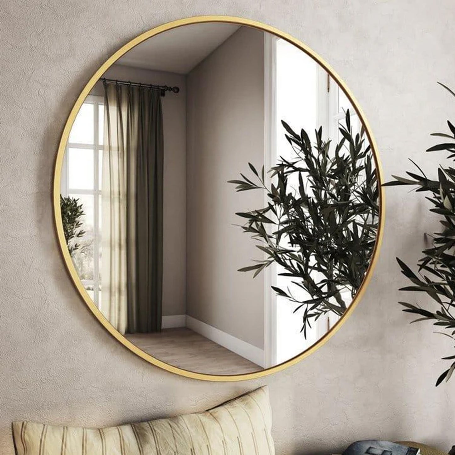 Elegant Gold Frame Round Mirror