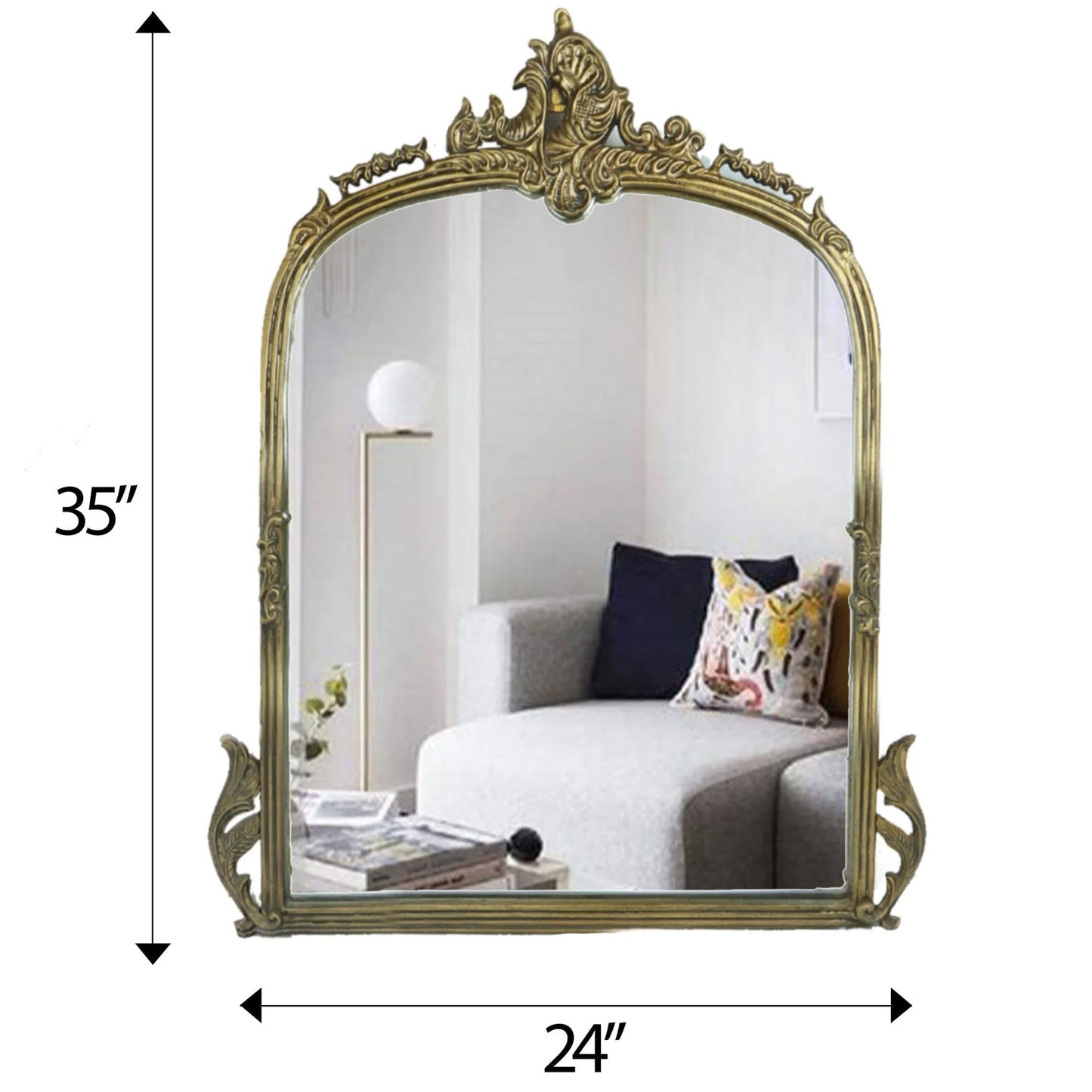 Victorian Arched Wall Mirror (Vintage Brass)