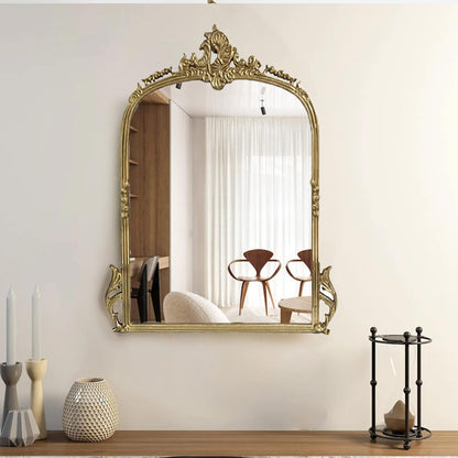 Victorian Arched Wall Mirror (Gold Finish)