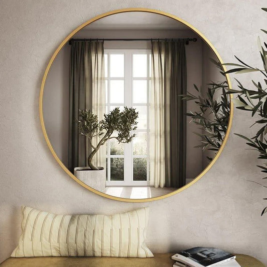 Elegant Gold Frame Round Mirror